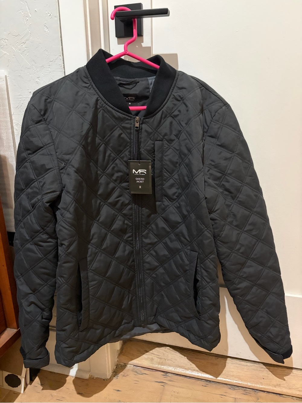 MACK RUSSO Quilted Black Bomber Jacket